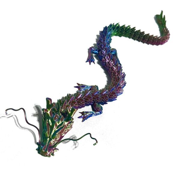 3D Printed Dragon Full Articulated Fidget Toys 17.5 “ Inches Figure Whiskers - Picture 1 of 5